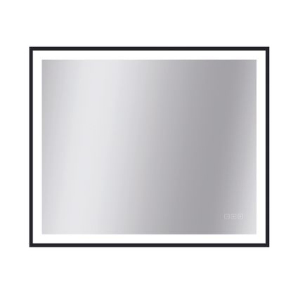 Miroir Swann rectangle avec éclairage LED tactile et miroir chauffant noir 75x90cm