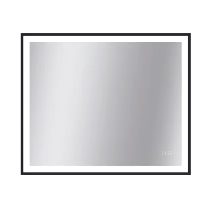 Spiegel Swann rechthoek met ledverlichting touch en spiegelverwarming zwart 75x90cm