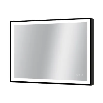 Spiegel Swann rechthoek met ledverlichting touch en spiegelverwarming zwart 75x90cm 2
