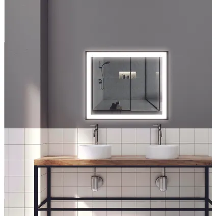 Spiegel Swann rechthoek met ledverlichting touch en spiegelverwarming zwart 75x90cm 3