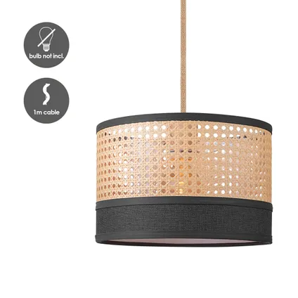Home Sweet Home hanglamp Ratan/Weave Linnen zwart E27 ⌀33cm 3