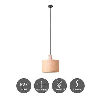 Home Sweet Home hanglamp linnen natuur E27 ⌀30cm 3