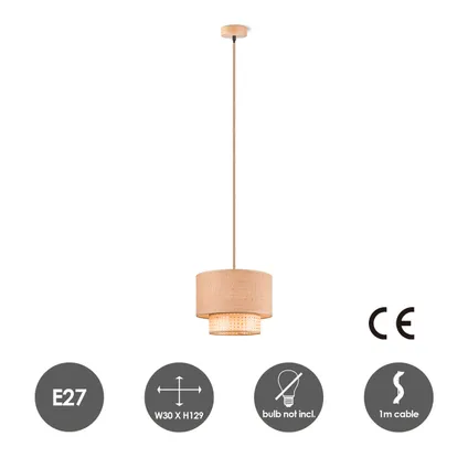 Home sweet home hanglamp Cane/Weave Linnen natuur E27 ⌀33cm 4