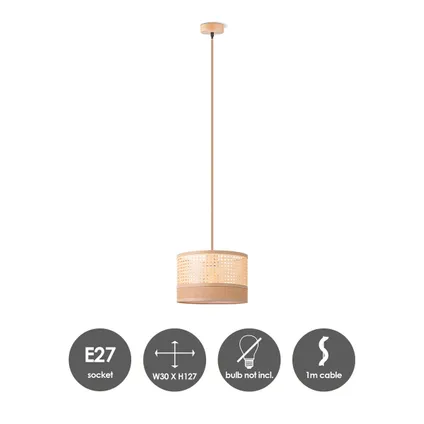 Home sweet home hanglamp Ratan/Weave Linnen natuur E27 ⌀33cm 3