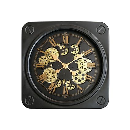 Horloge mécanique 101 Woonideëen carrée 45x45cm noir