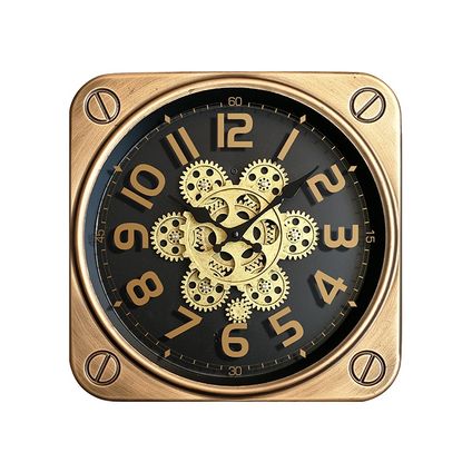 Horloge mécanique 101 Woonideëen carrée 45x45cm laiton-noir