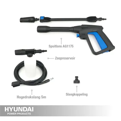 Hyundai hogedrukreiniger - 1600W - 135 bar - 330l/u - slang van 5m - hogedrukpistool 5