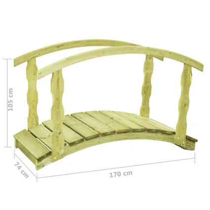 VidaXL tuinbrug met leuning geïmpregneerd grenenhout 170x74cm 5