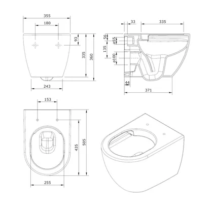 Aquavive hangtoilet Mazaro mat zwart | Soft-close toiletzitting | Randloos toiletpot 4