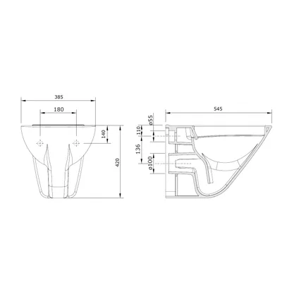 Aquavive hangtoilet Cetus wit | Verhoogd model | Soft-close toiletzitting | Randsloos toiletpot 3