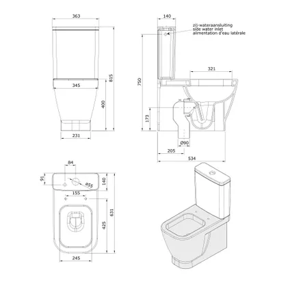 Aquavive duoblok toilet Look | Soft-close toiletzitting | Universee afvoer| Randloos toiletzitting wit 7