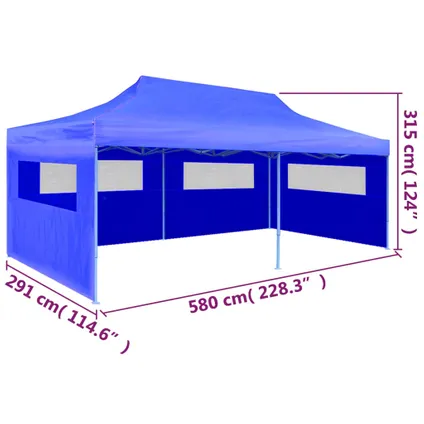 vidaXL Tente de réception pliable bleue 3 x 6 m 9