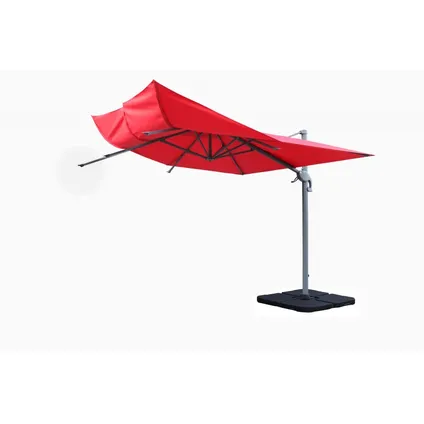 Parasol déporté coupe-vent Easywind Belveo polyester Foehn rouge 3x3m 5