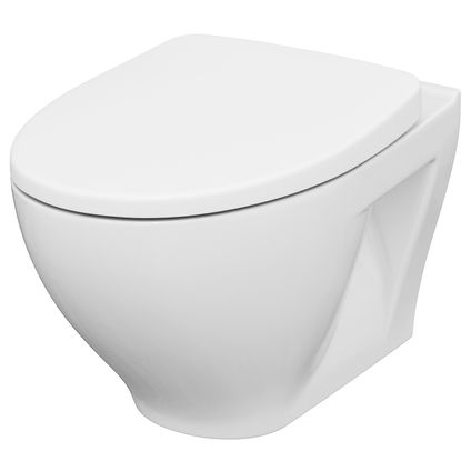 Cersanit hangtoilet Moduo wit | Soft-close & Quick release toiletzitting | Randloos toiletpot