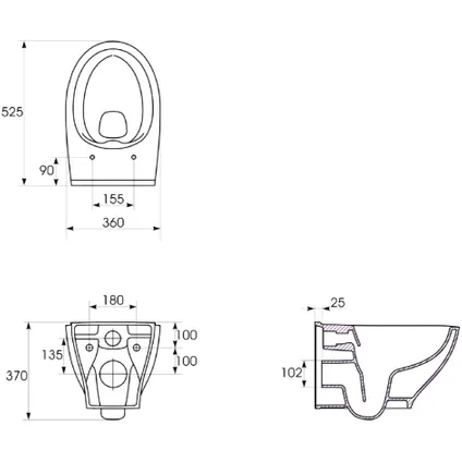 Cersanit hangtoilet Moduo wit | Soft-close & Quick release toiletzitting | Randloos toiletpot 6