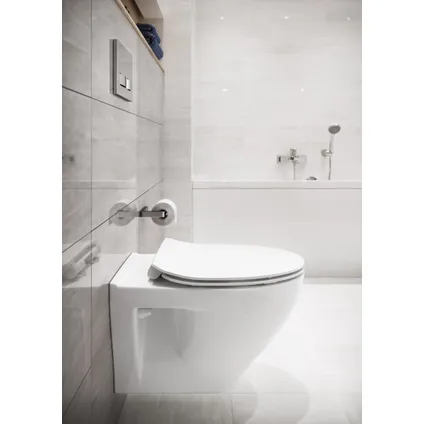 Cersanit hangtoilet Moduo wit | Soft-close & Quick release toiletzitting | Randloos toiletpot 9