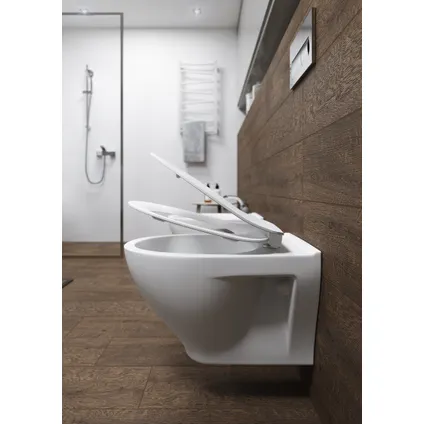 Cersanit hangtoilet Moduo wit | Soft-close & Quick release toiletzitting | Randloos toiletpot 11