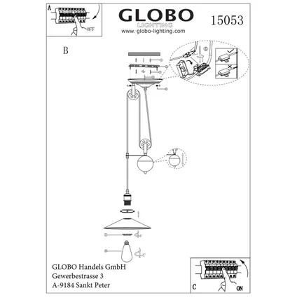 Globo Hanglamp Lenius metaal koperkleurig 1x E27 4