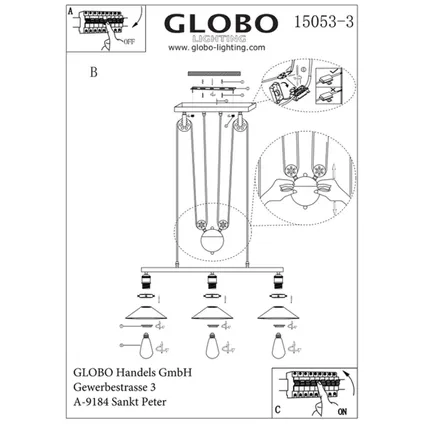 Globo Hanglamp Lenius metaal koperkleurig 3x E27 4