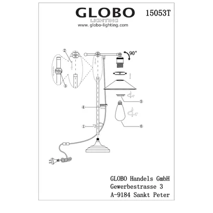Globo Tafellamp Lenius metaal koperkleurig 1x E27 5