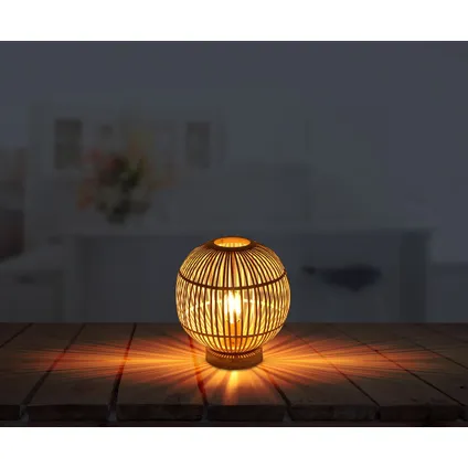 Lampe à poser Hildegard Globo Bambou couleur naturelle 1x E27 2