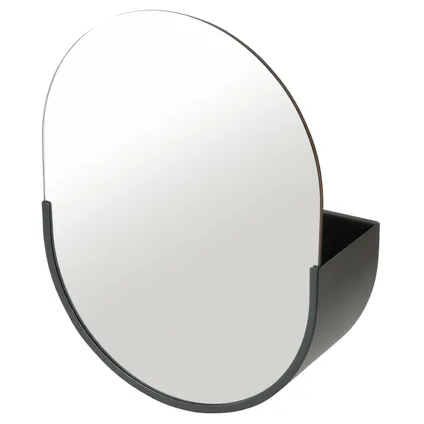 Étagère Duraline avec miroir en acier noir mat 30x42x10cm