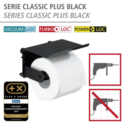 Wenko toiletrolhouder met planchet Classic Plus zwart 2