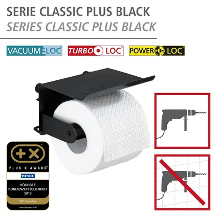 Wenko toiletrolhouder met planchet Classic Plus zwart 3
