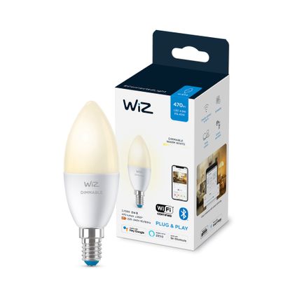 WiZ ledlamp kaars C37 warm wit E14 4,9W