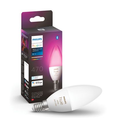 Ampoule bougie Philips Hue lumière blanche et colorée E14 5,3W