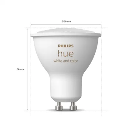 Spot LED intelligent Philips Hue lumière blanche et colorée GU10 5W 3pcs 8