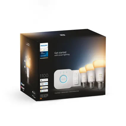 Philips Hue starterkit - warm tot koelwit licht - 3 lampen - E27 - 1100lm - 1 dimmer switch 11