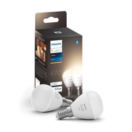 Ampoule LED sphérique Philips blanc chaud E14 5,7W 2 pièces
