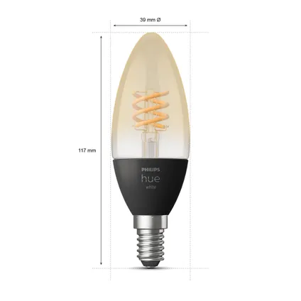 Philips Hue filamentlamp kaars warm wit E14 4,5W 2 stuks 7