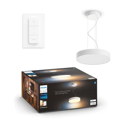 Philips Hue hanglamp Enrave wit ⌀42,5cm 33,5W met Hue Dimmer switch