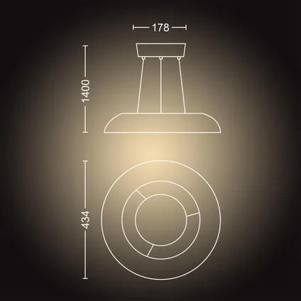 Philips Hue hanglamp Amaze wit ⌀43,4cm 25W met Hue Dimmer switch 9