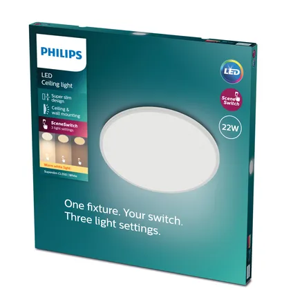 Philips plafondlamp SuperSlim wit ø43cm 22W 6
