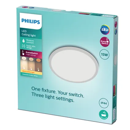 Philips plafondlamp SuperSlim wit ø25cm 15W 8