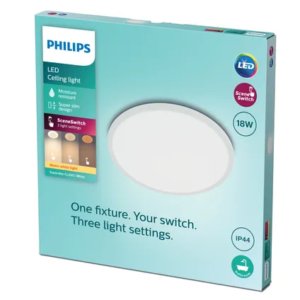 Philips plafondlamp SuperSlim wit ø30cm 18W 2