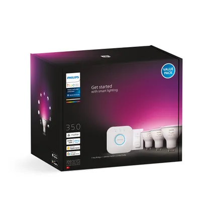 Philips Hue starterkit - wit en gekleurd licht - 3-lampen - GU10 - 1 dimmer switch 10