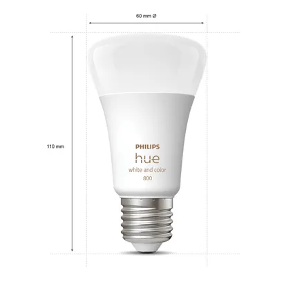 Ampoule LED intelligente Philips Hue E27 6,5W lumière blanche et colorée 2 pièces 3