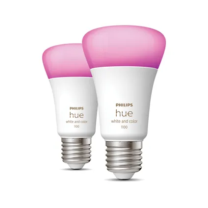 Ampoule LED Philips Hue lumière blanche et colorée E27 9W 2 pièces 10