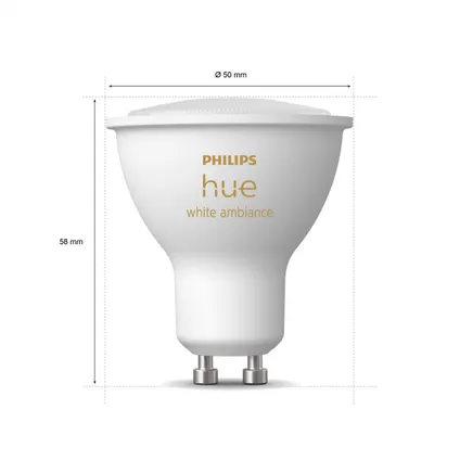 Spot LED intelligent Philips blanc réglable GU10 5W 3 pièces 8