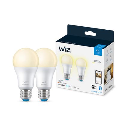Lampe à led intelligente WiZ A60 blanc chaud E27 8W 2 pcs