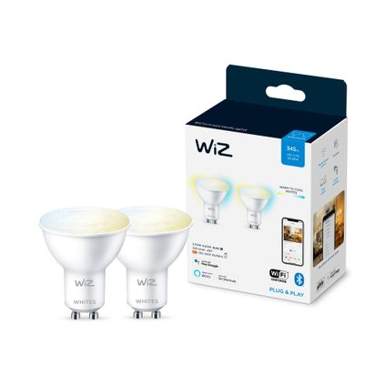 Spot LED intelligente WiZ blanc chaud GU10 50W 2 pièces