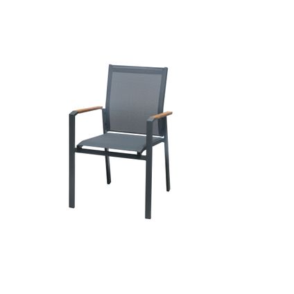 Chaise de jardin Central Park Limoux aluminium/textile/bois teck 62x57x90cm