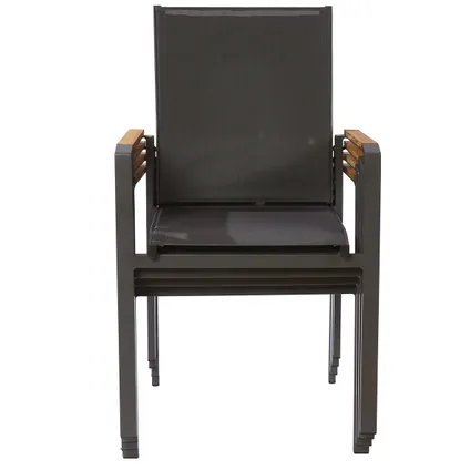 Chaise de jardin Central Park Limoux empilable anthracite textilène/bois de teck 2