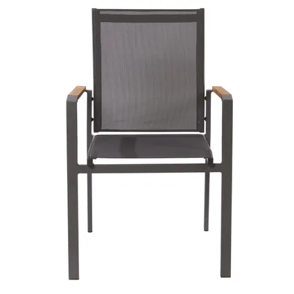 Chaise de jardin Central Park Limoux empilable anthracite textilène/bois de teck 3