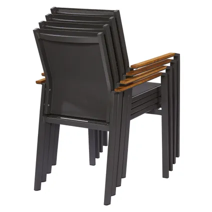 Chaise de jardin Central Park Limoux empilable anthracite textilène/bois de teck 5