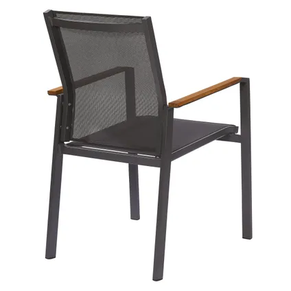 Chaise de jardin Central Park Limoux empilable anthracite textilène/bois de teck 7